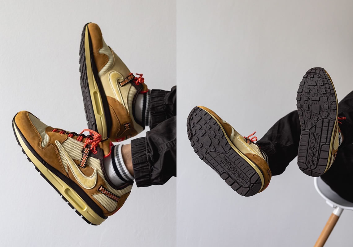 Travis Scott Nike Air Max 1 Wheat Do9392 On Feet 701 (3) - www.newkick.vip